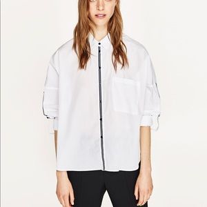 *Sold* ZARA, Oversized shirt with stripes, XS